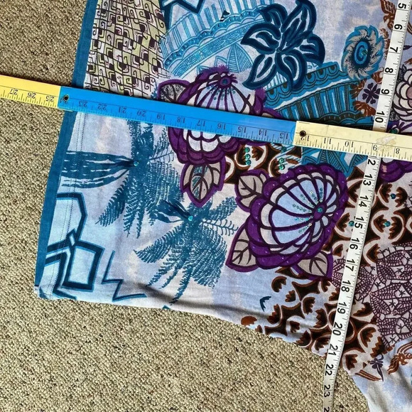 Le Mieux Studio V neck Floral Beach Summer Casual  Artsy Top Womens XL Stretch - Picture 2 of 6